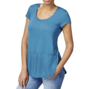 Calvin Klein Jeans Mixed Media Casual Knit Top L Blue New